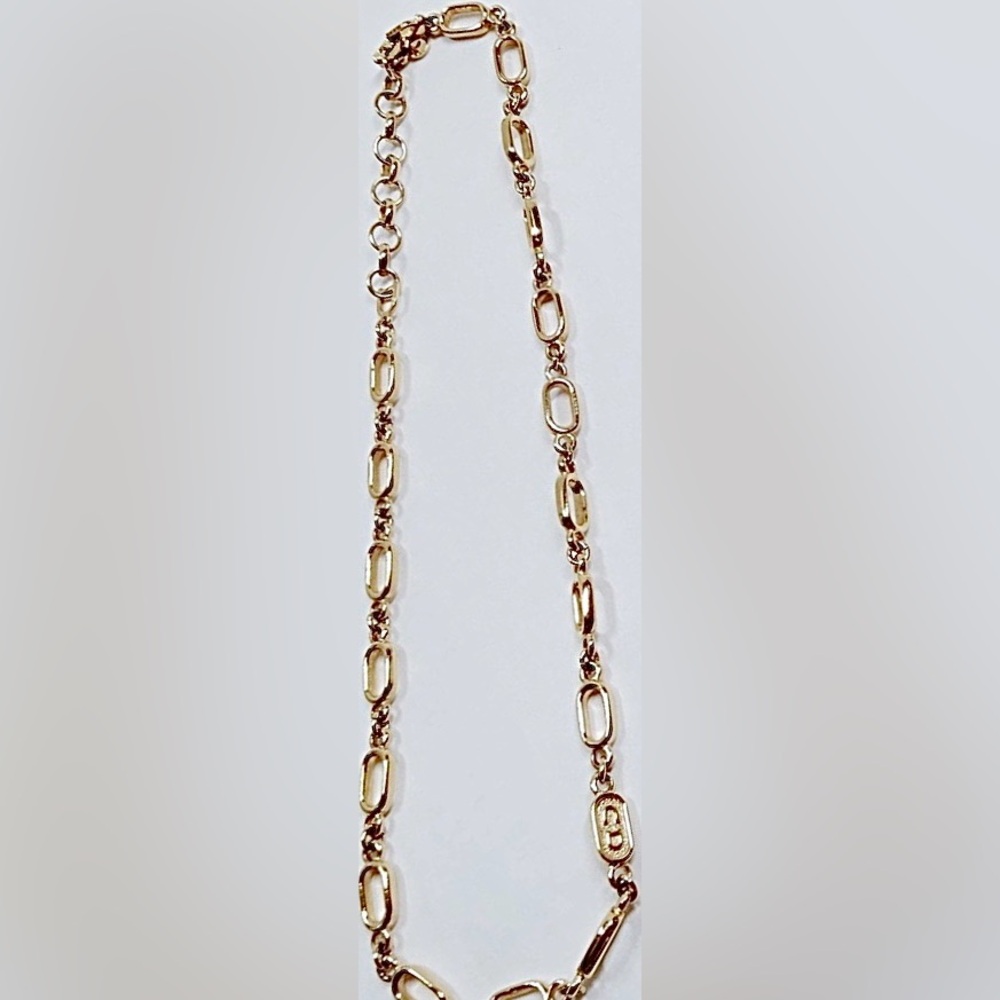 Dior Vintage Rare 18K Gold Plated CD Logo Chain Link Necklace 16in Authentic - Picture 8 of 11